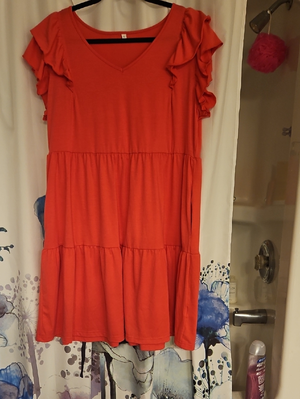 Amazon Brifht Pink Ruffle Sleeve Mini Dress